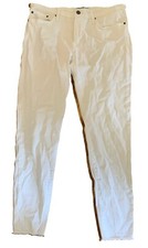Principle Frayed Hem & Waist White Women’s Jeans Stretch Mid-Rise Size 32