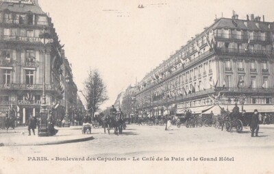 CPA PARIS 2. und 9. Art. Bld des Capucines. CAFE DE LA PEACE & GRAND HOTEL 1901