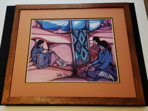 AMANDO PENA Scarce HAND SIGNED Southwest Native Chicano Art Litho Poster Framed
