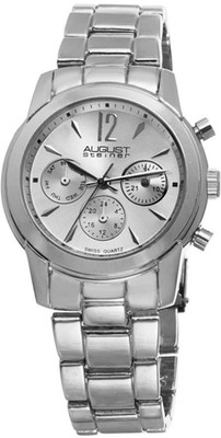 August Steiner AS8087SS Swiss Quartz Day Date GMT Silvertone Womens Watch