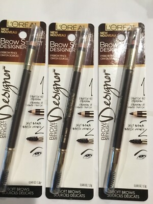 3 X L'Oreal Paris Brow Stylist Designer Eyebrow Pencil, Dark Brunette #315 NEW