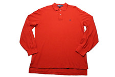 Vintage 90s Polo Ralph Lauren Men Large Long-sleeve Polo Shirt Orange Blue Pony