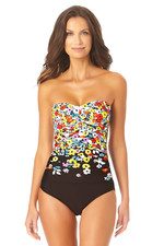 NWT Anne Cole Floral Twist Front Shirred One Piece Swimsuit Size 6