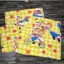 Vintage Raggedy Anne Raggedy Andy Fabric Lot Pillowcases 4 Pcs VTG Quilting