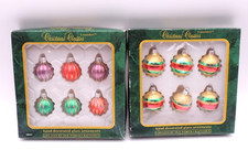 12 Vintage COMMODORE Small Glass Ornament Mika Mini Old World Romania Christmas