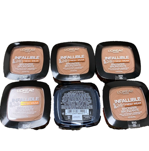 6PK- L'Oreal Paris INFALLIBLE 24H FRESH WEAR BRONZER 500 Dark, Soft Matte Finish - Picture 2 of 2