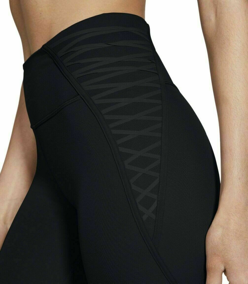 $100 NEW Nike One Luxe Lux Women's XS Black 7/8 Laced Training Tights CZ9932