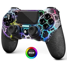 Custom Design Color Light RGB Wireless Controller for PS4 console (Black)