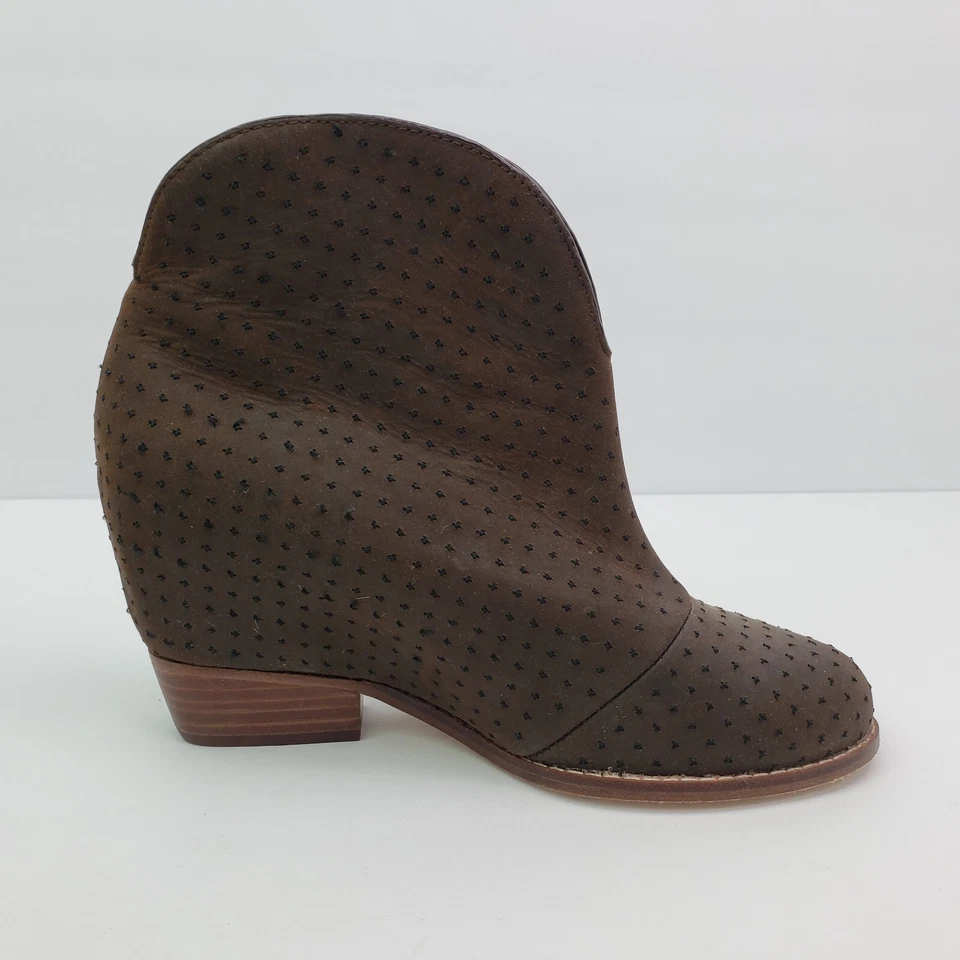 Zapatos botín de cuña ocultos de cuero marrón Matt Bernson para mujer talla 6,5 Foto 4 de 4