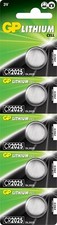 Lithium Coin Cell Batteries Button 5 Pack 3V CR2025 20mm 150mAh High Capacity