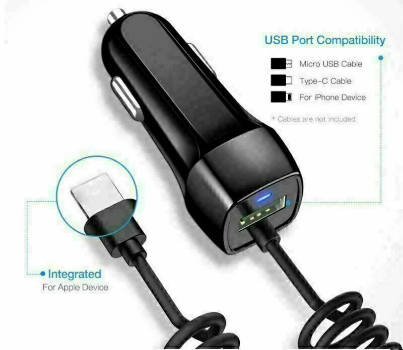 Car Charger Adapter for iPhone 14 13 12 11 Pro Max X XS Fast Charging Cable cord - Image 4 of 4