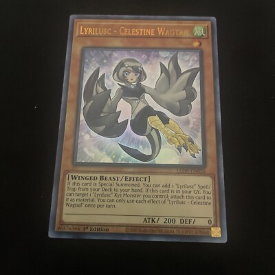 Yu-Gi-Oh! Karte „Lyrilusc – Celestine Wagtail“ – Ultra Rare, 1. Auflage, Aus Legendary Duelists: Synchro Storm