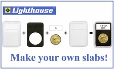 Lighthouse Quickslab Coin Holders 23mm Slab Capsules Pack of 5 Snaps For 1 Euro