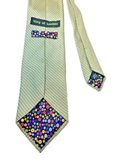 CITY OF LONDON NECKTIE 100% SILK MADE IN USA Green/Gold Stripe