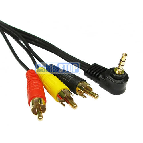 1m 3.5mm Jack 4 Pole Right Angle to 3x RCA CAMCORDER CAMERA to TV AV