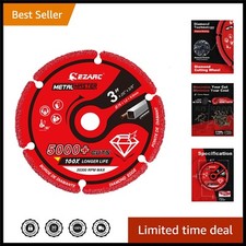 3 x 3 Inch Diamond Cutting Wheel for Metal - 5000+ Cuts, Die Grinder Compatible