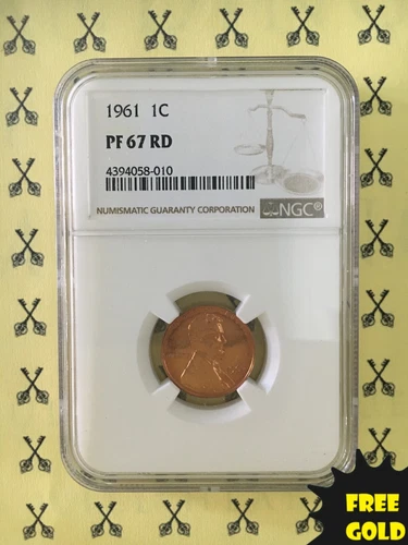 1961 Lincoln Memorial Cent NGC PF 67 RD - VALUED at $35 with FREE 1/2 GOLDBACK*