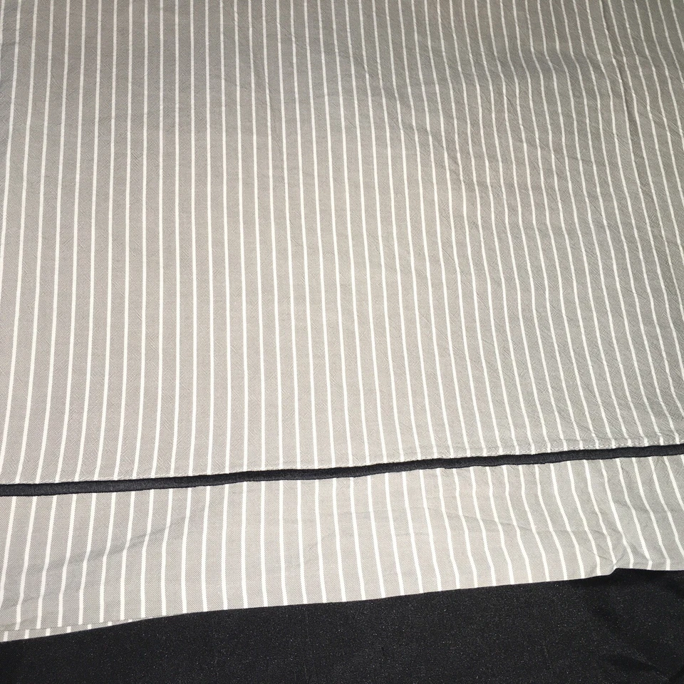 Sábana plana Pottery Barn Teen Oxford a rayas X larga y funda de almohada estándar gris blanco Foto 4 de 4