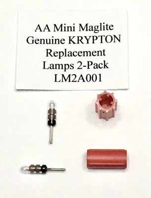 2 AA MINI MAGLITE SUPER BRIGHT KRYPTON BULBS LM2A001