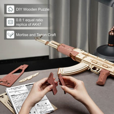 Rokr Wooden Puzzle Automatic Gun Toys Model AK-47 Best Gift for Adult Boys
