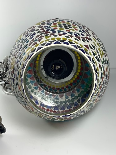 Hand Crafted Mexican Mosaic & Brass Chandelier Pendant Lamp 13 in. Hardware Inc. - Picture 8 of 11