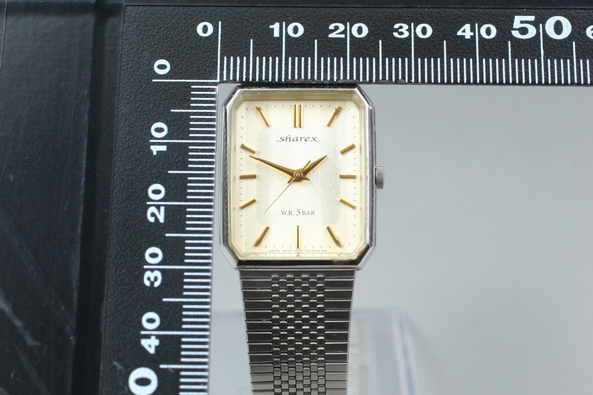 N MINT* Vintage CITIZEN Sharex 1032-T105000 Women 24mm TANK QZ