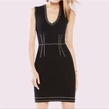 BCBGMaxAzria Black Walleska Stitch Knit Sleeveless Sheath Mini Dress XXS