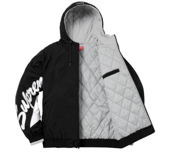 SS18 Supreme Ärmel Script Seitenlinie Jacke Größe L Wasserfest Schwarz