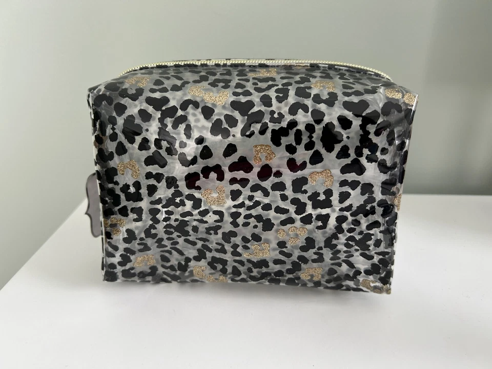 Espelho Espelho Leopardo Estojo Cosmético, Estampa Preta com Acentos de Glitter Dourado, Novo com etiquetas - Imagem 4 de 4