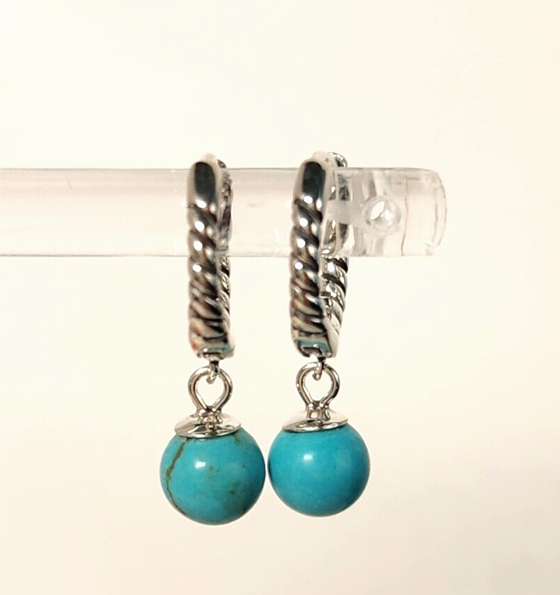 Turquoise Stud Earrings: Sterling Silver Satin Finish, 6mm Turquoise -- Sky Stone