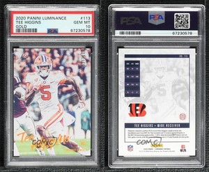 2020 Panini Luminance Rookies Gold /250 Tee Higgins #113 PSA 10 GEM MT Rookie RC