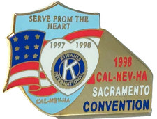 Kiwanis Inter.  CAL-NEV-HA Sacramento Convention "Serve From The Heart" 1998 Pin