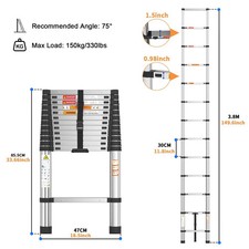 Heavy Duty Telescopic Ladder 2.6M–5M Extendable Folding Multi-Purpose Anti-Slip