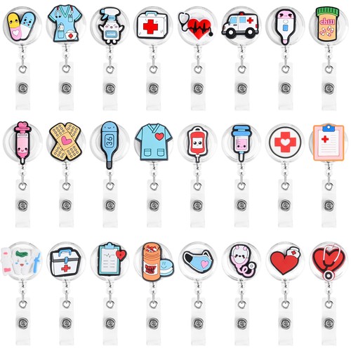24Pcs Medical Badge Reel, Retractable Nursing ID Badge Holders Nurse Accessor... - Picture 1 of 7