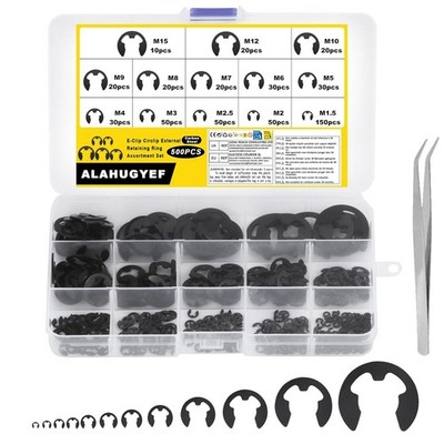 500 Stk E-clip Sprengringe Set, E Clip Sicherungsringe Sortiment Set, Interner E