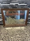 Bar Mirror Budweiser King of Beers Clydesdales Wagon 21 x 14 Vintage Framed