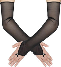 Women'S Long Fingerless Sheer Gloves Tulle Mesh Gloves for Wedding Bridal Opera