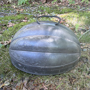 Antique Primitive Metal Melon Steamed Pudding Mold 2-Piece Vintage Kitchen Tin