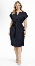 Talbots Dress 14 Shift W Belt Blue Tiny White Dots w Belt Washable NEW