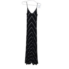 LOFT Black White Chevron Stripe Maxi Dress Small Spaghetti Strap Sleeveless