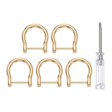 5pcs D-Rings Screw in Shackle 3/4" D Ring with Screwdriver Light Gold