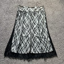 Vintage Y2K 90s Skirt Size 12 Black White Lace Flare Layered Whimsigoth Fairy