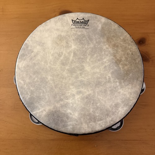 Remo Fiberskyn Tambourine Black Double Row 10 Inch Drum Quadra Hand Percussion