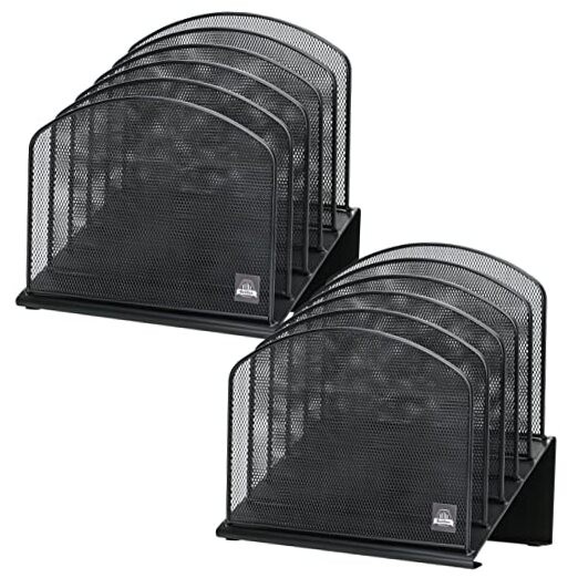 2 Pack Black Desktop File Organizer with 5 Slots for Papers and Folders-image