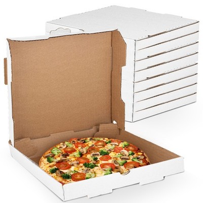 MT Products 16'' x 16'' x 2'' White Pizza Boxes B-Flute Cardboard - Pack of 50