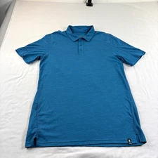 Smartwool Polo Shirt Mens Medium Blue Merino Sport 150 Stretch Casual