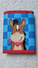Stephen Joseph Kids Trifold Wallet / Blue Checker / Horse / 4.5x3.5