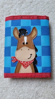 Stephen Joseph Kids Trifold Wallet / Blue Checker / Horse / 4.5x3.5