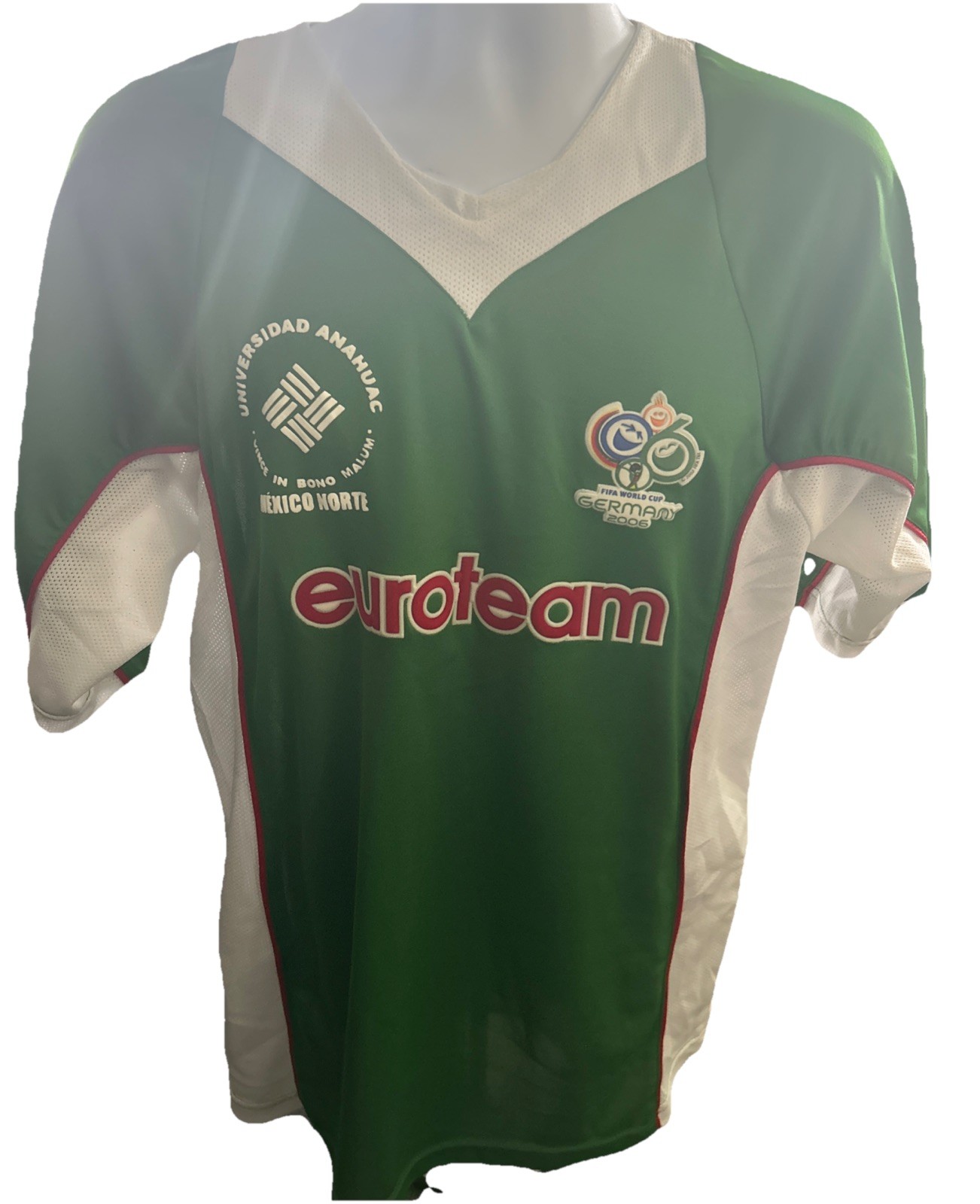 Euroteam Mexico VTG Soccer Jersey 2006 FIFA Size Large Green White 