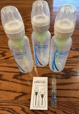 3 Dr Brown's Natural Flow 8 oz Options Baby Bottle Lot Of 3 Level 1 Nipples